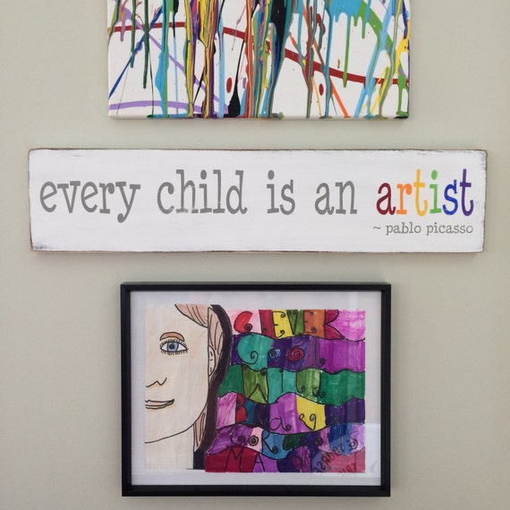 Wall Art every child is an artist pablo picasso Hand