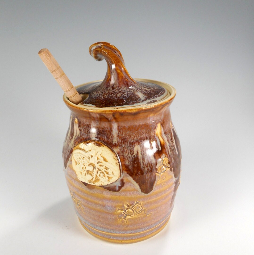 Download Ceramic honey pot pottery honey jar with by WillowTreePottery Yellowimages Mockups