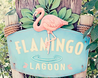 Flamingo prints, bathroom art, flamingo decor, sign photography, beach cottage art, pink aqua bathroom, flamingo sign, flamingo art photo