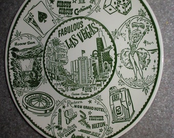 Vintage Las Vegas NV Ironstone Souvenir Plate Old Las Vegas Hotel Casino Souvenir Old Nevada