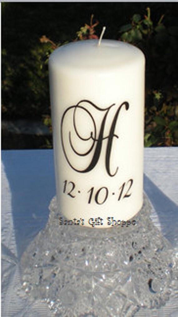 Items similar to Wedding Candle Vinyl Decal (1 Monogram plus Date