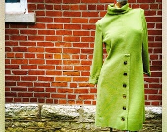 60s Italian Gino Paoli Pistachio Wool Dress International Shipping