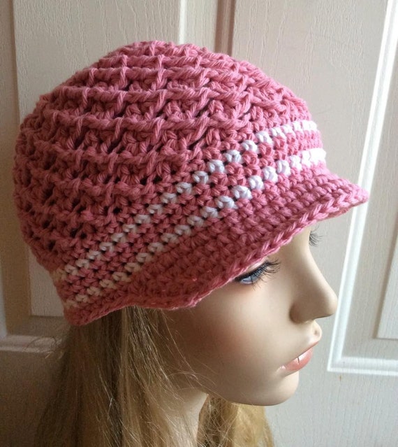 Breast Cancer Awareness Crochet Hat Pink Chemo Cap by TheEdgeof17