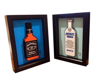 Jack Daniels Bottle Absolut Vodka Bottle Art 3D Pop artwork