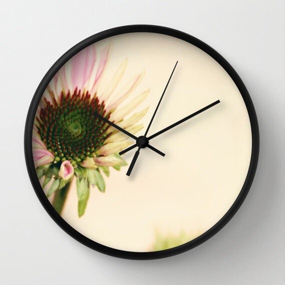 Floral Wall Clock Flower Photography Cottage Chic Home