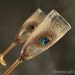 Goldy Peacock Feathers Wedding Toasting Champagne Flutes Hand Painted,set of 2