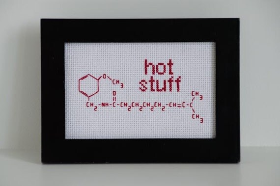 CAPSAICIN-HOT STUFF (red capsaicin molecule in chili peppers wall or desk art)