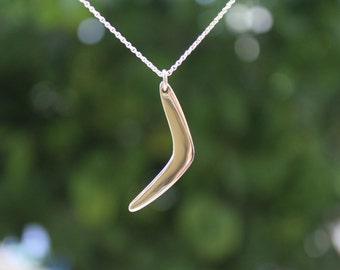 Boomerang jewelry necklace Australian ancient weapon sterling silver summer aboriginals surf beach summer, hunting tool pendant necklace