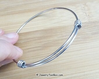 Expandable Charm Bracelet, Stainless Steel Bangle, Adjustable Bracelet Jewelry Finding, Choose 60mm or 5 Other Wrist Sizes