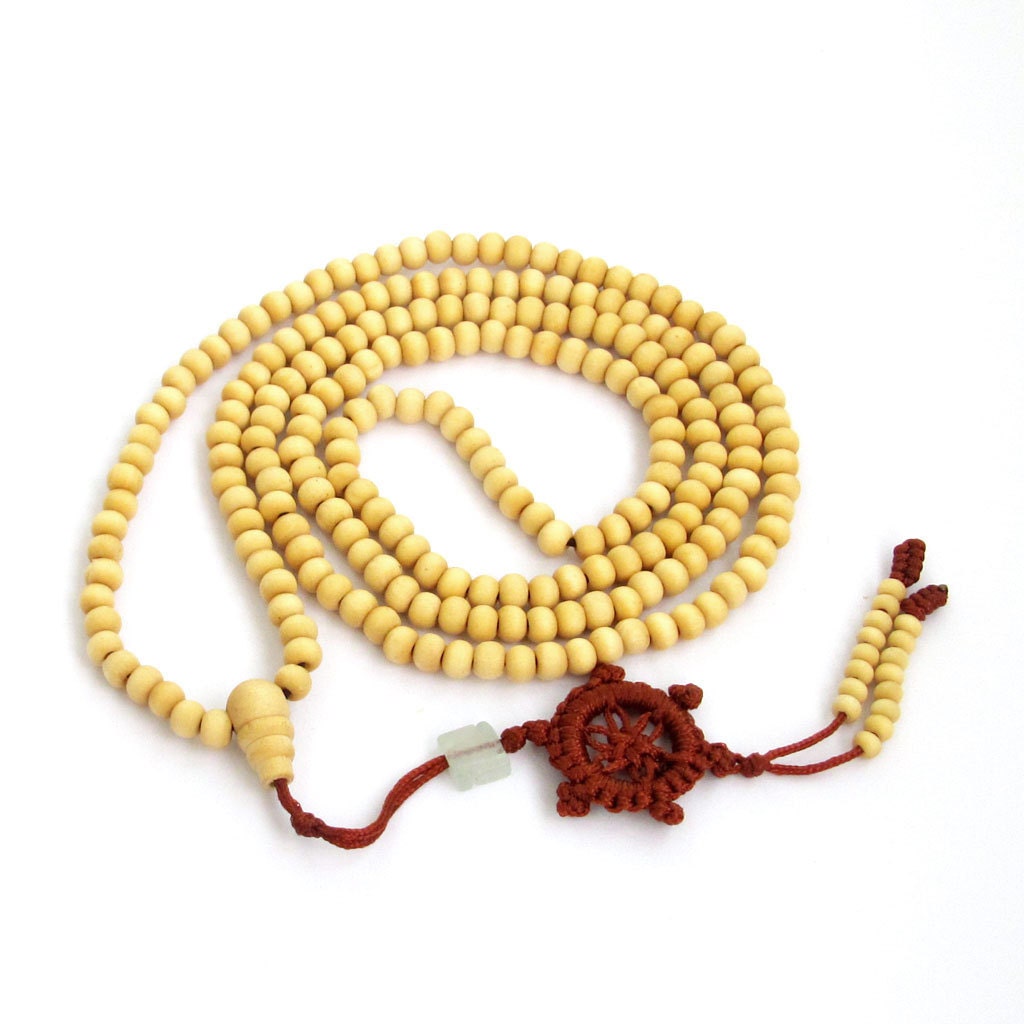 216 5mm x 4mm Wood Tibetan Buddhist Prayer Beads Rosary