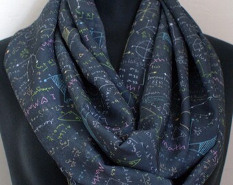Math Chalkboard Scarf - Nerd Geek Silky Infinity Scarf