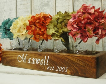 YOUR NAME Personalize Mason jar box , rustic decor, mason jar centerpiece, rustic centerpiece, wooden box, home decor, wedding centerpiece