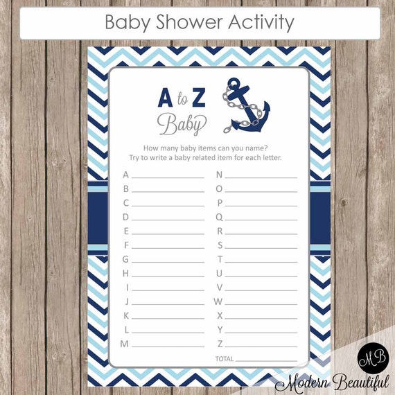 shower baby a-z game nautical a baby shower navy z baby nautical game Blue and