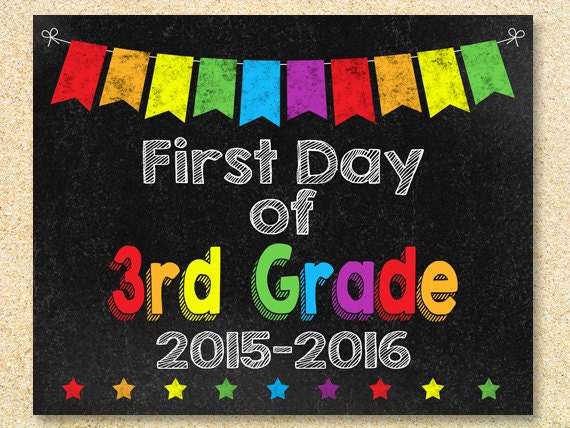 First Day of Third Grade Chalkboard sign Instant by MadPhotoge