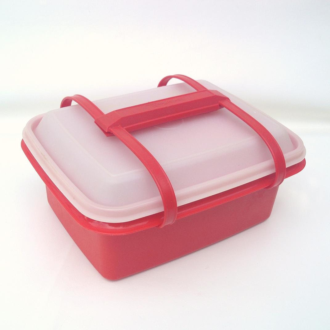 Vintage Tupperware Container Lunchbox Carrier Orange Food Container ...