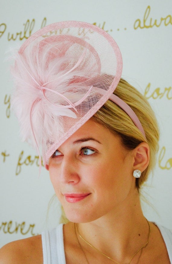 Blush Pink Fascinator Victoria Twist Mesh