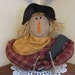 Primitive Scarecrow Shelf Sitter holding Crow - Country Primitive Scarecrow Bust - Fabric