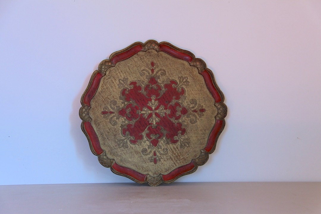 Pretty French Vintage Decorative Drinks Tray Florentine Tray Shabby