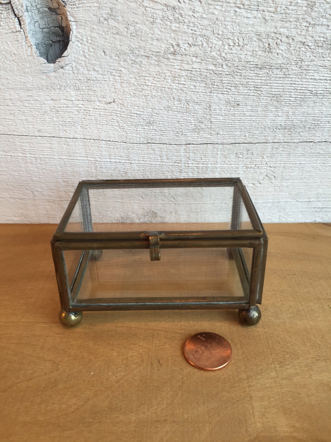 Small brass and glass display case by EastBaseline on Etsy