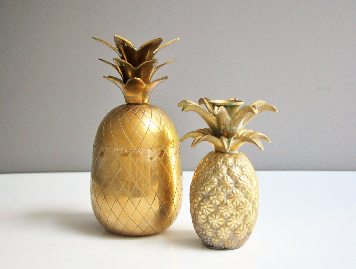 Vintage Brass Pineapple Candle Holder