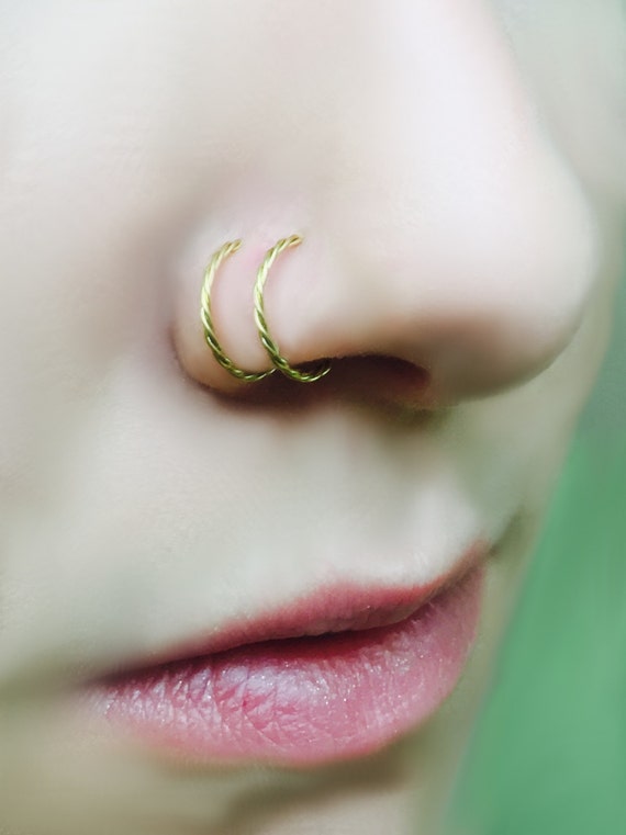 Fake Double Nose Ring Twisted Double Nose Ring by FauxFerocity