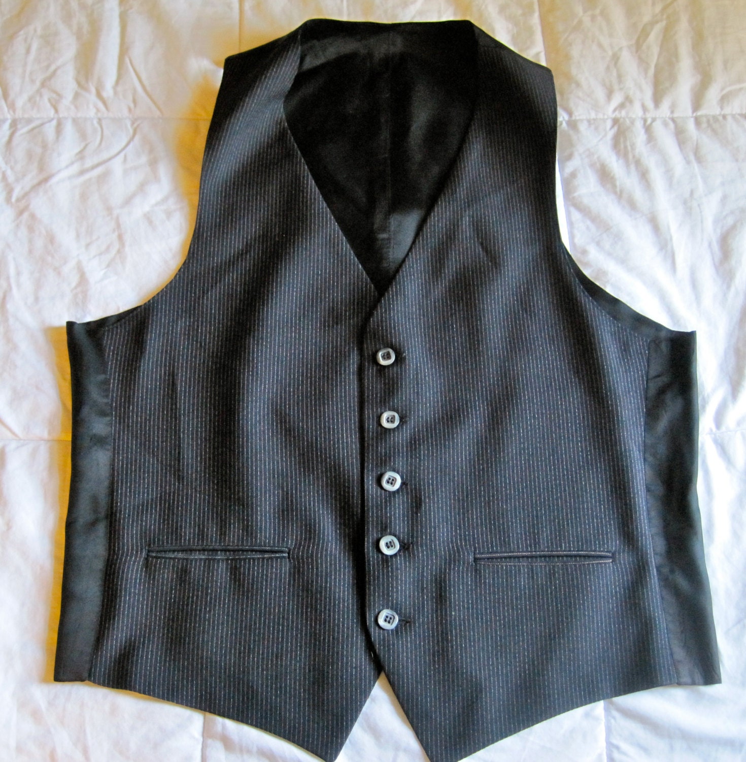 navy pinstripe waistcoat