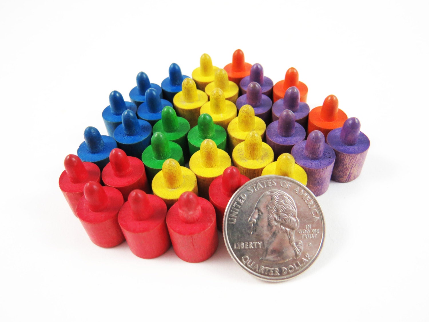 VINTAGE WOODEN GAME Pegs / Solid Wood / MultiColored