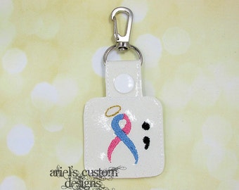 Pregnancy Loss - Infertility - Babyloss - Miscarriage Awareness Semicolon Snap Tab Keyring - Keychain Keyfob