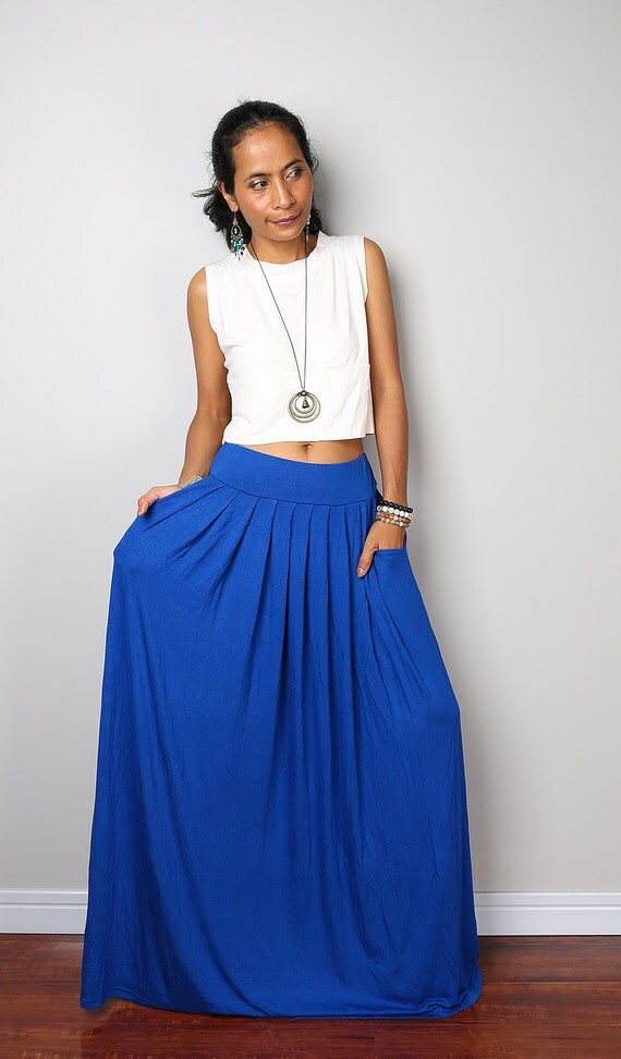 Blue Skirt Long Royal Blue Skirt Maxi skirt : Urban Chic