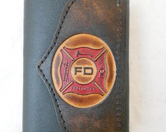 Hand-Crafted "Firefighter" Leather Tri-fold Wallet