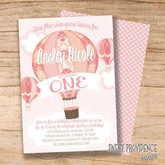 Hot Air Balloon 1St Birthday Invitations 4