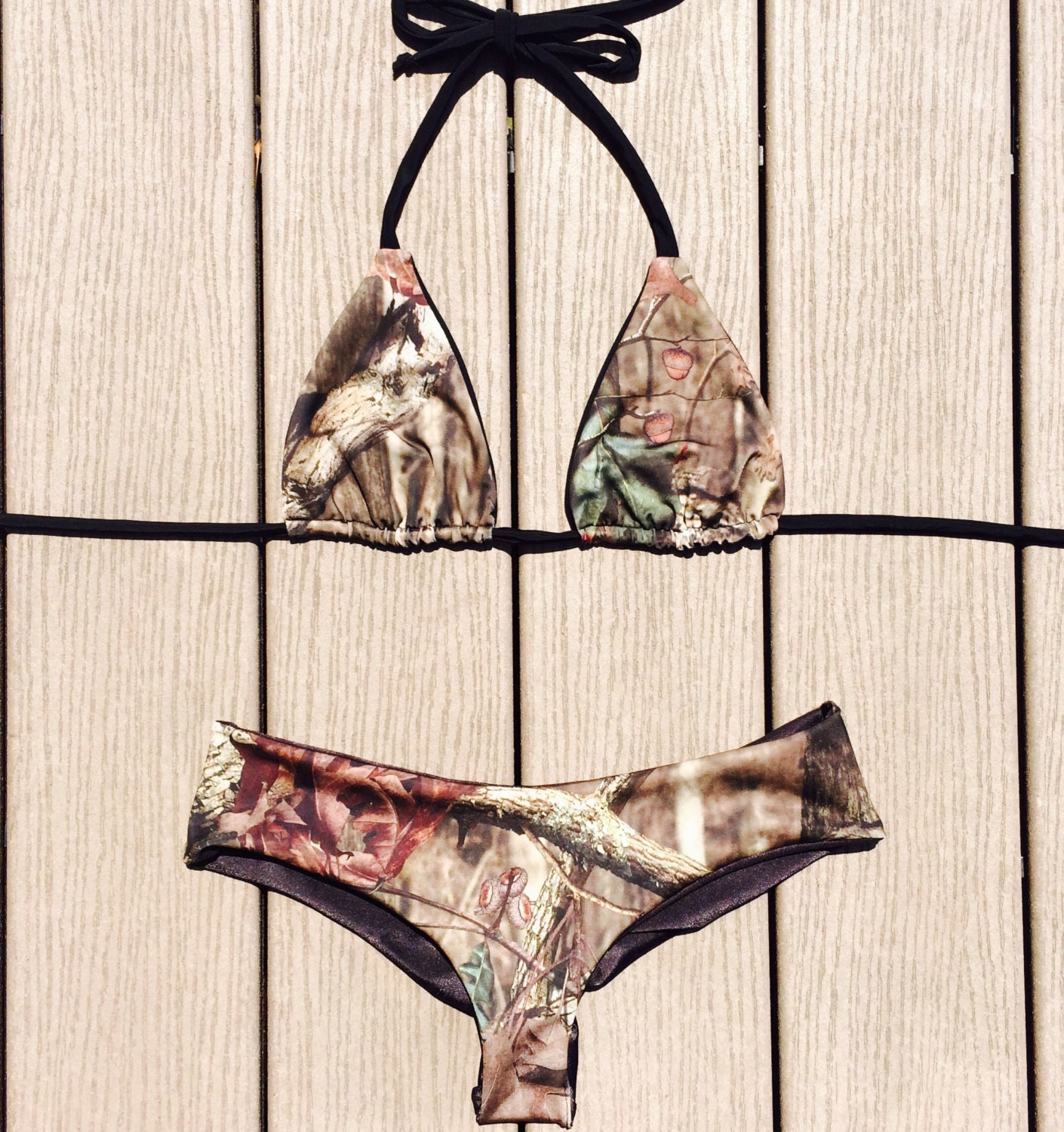 Camo Realtree Mossy Oak Cheeky Scrunch Butt Brazilian Bikini
