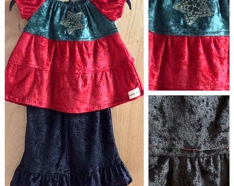 Christmas Peasant Top and Ruffle Pants, size 3t
