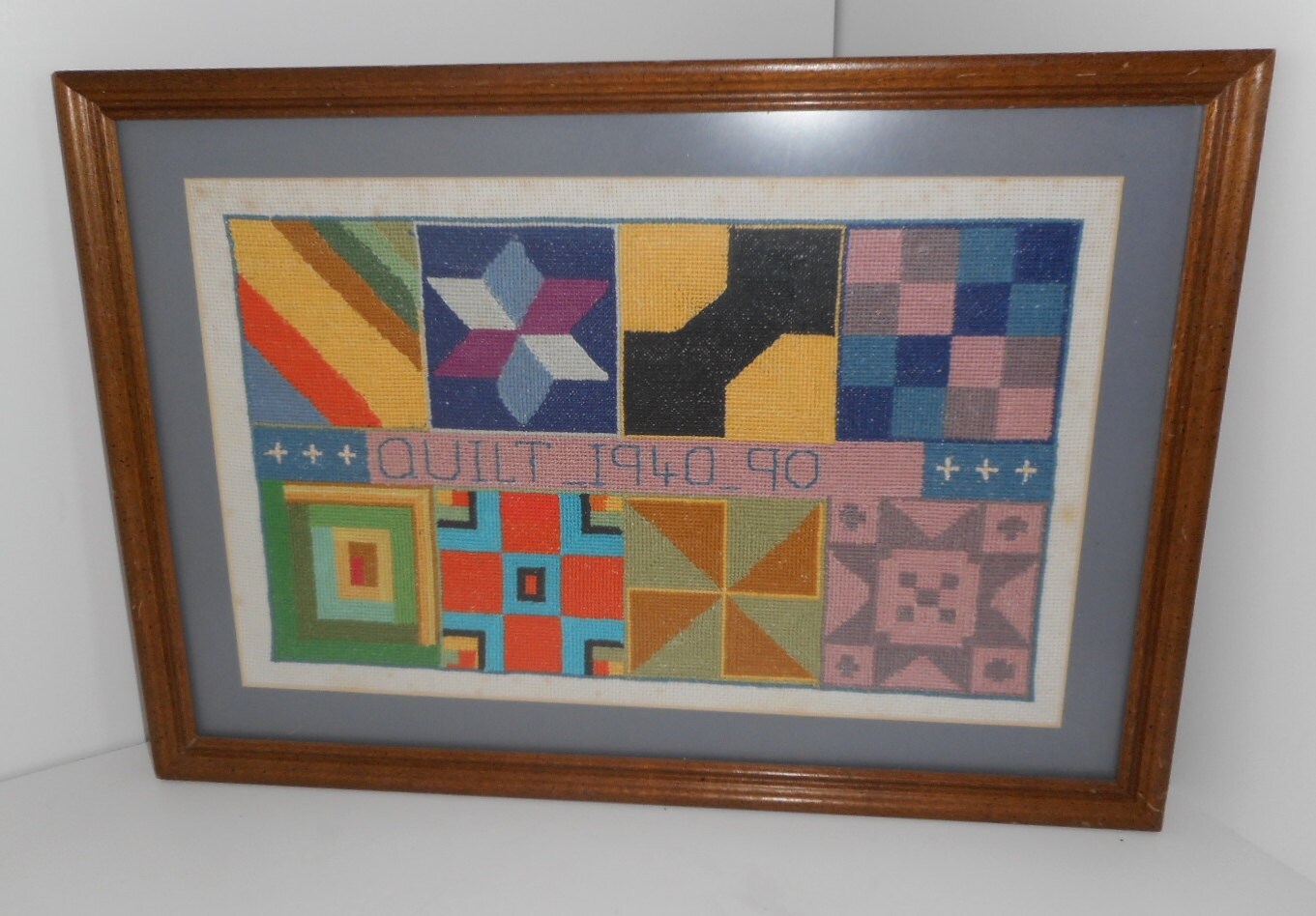 Quilt Art Framed Needlepoint Quilt Blocks Wall Art by rpreserved
