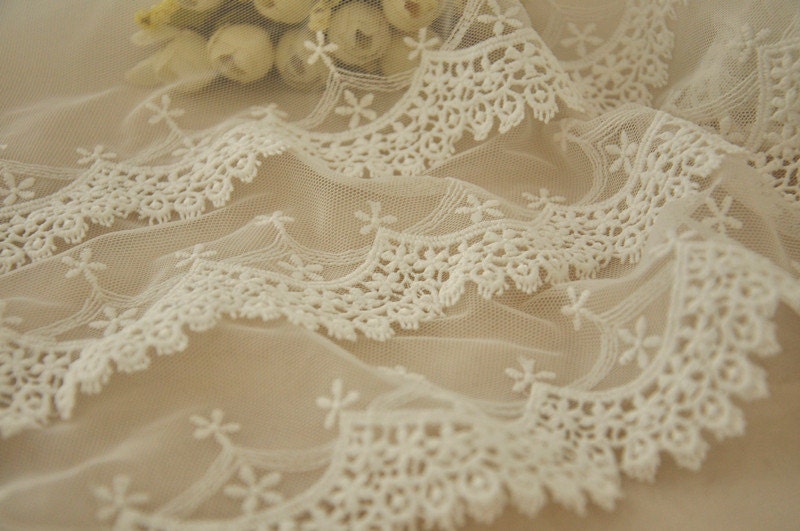 Ivory Lace Fabric Trim Vintage Lace Trim Luxury Lace Trim