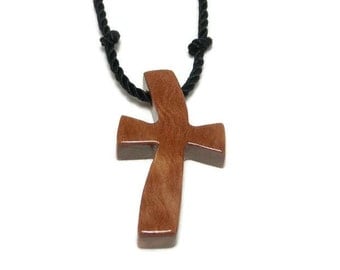 Cross Necklace Men, Mens Jewelry Cross, Wood Cross Pendant, Mens Cross Pendant Necklace, Minimalist Cross Necklace - Californian Eucalyptus