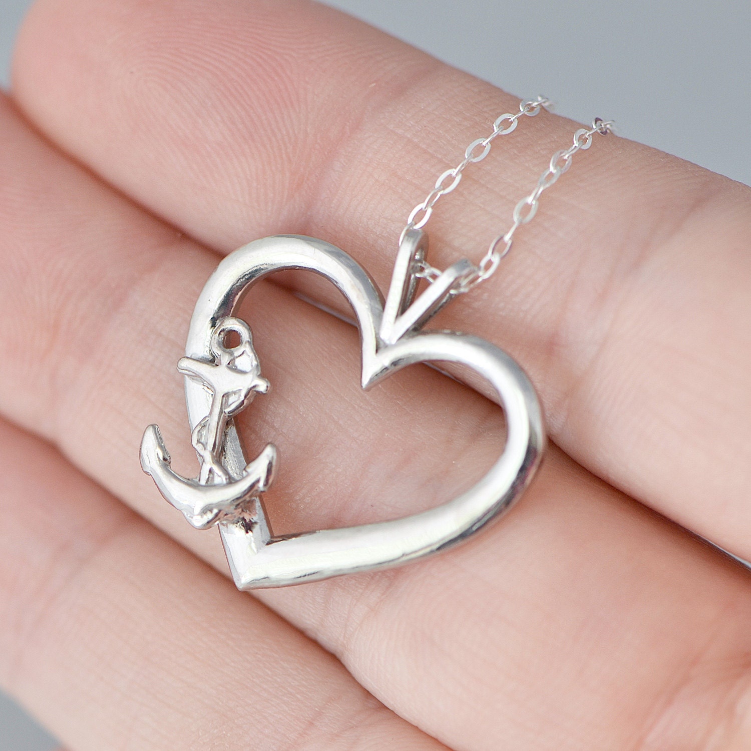 Anchor Necklace Anchor Pendant Heart Pendant Love Anchors
