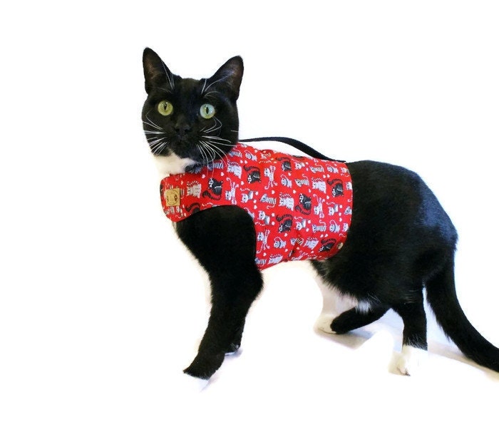 Red Kitty Cat HarnessCutom Cat HarnessesCat VestRed Cat