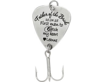 LGU(TM) Personalized Hook Fishing Lure for Wedding Gift - "Father of the Bride Design 2" with Date and name