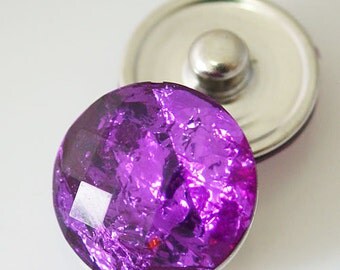 1 PC 18MM Purple Resin Silver Candy Snap Charm kb2233 CC0740