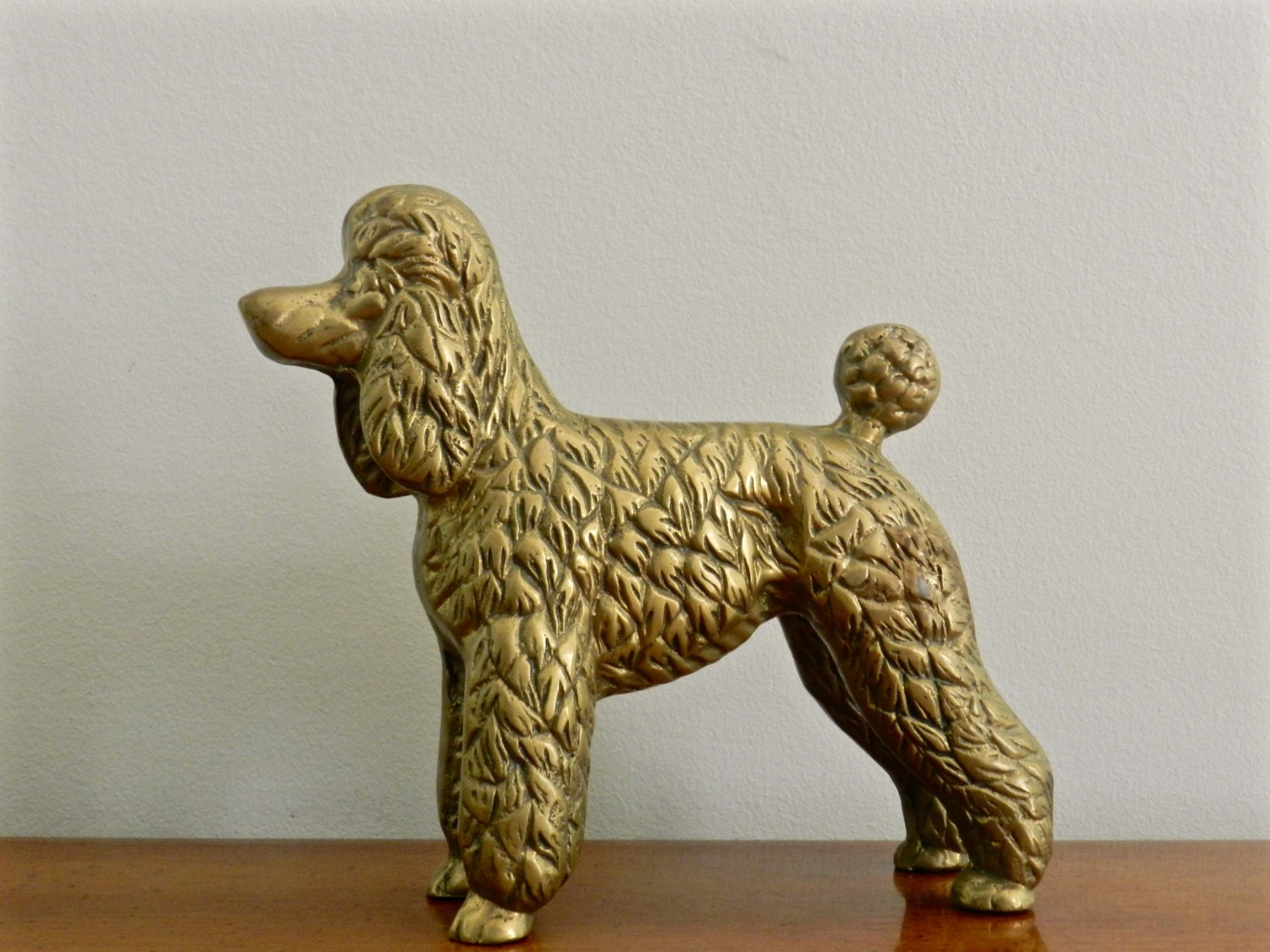 Vintage Brass Poodle Dog Statue Figurine Doorstop Standard Poodle