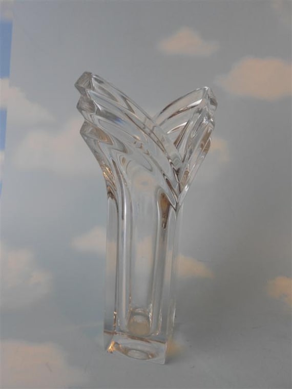 Items Similar To Art Deco Clear Heavy Lead Crystal Vase Art Deco Sculptured Vase Vintage