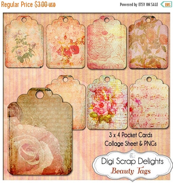 50% OFF TODAY Beauty Vintage Journal Cards by DigiScrapDelights