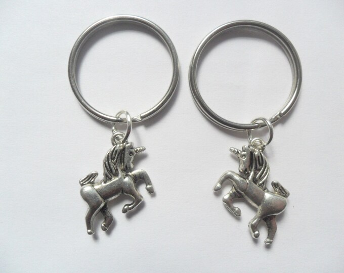 Best Friend Keychains 2 with unicorn charms bff couples sisters BFF