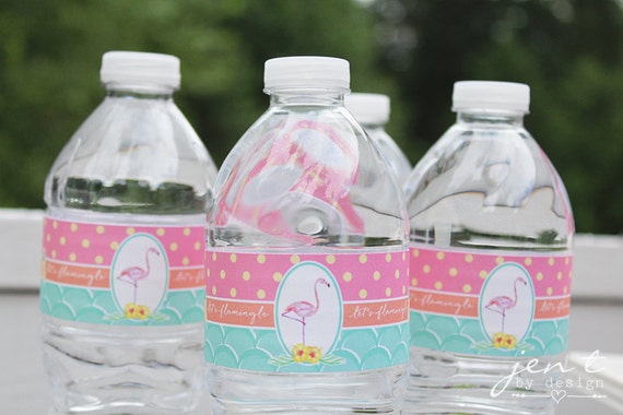 Pink Flamingo Water Bottle Labels