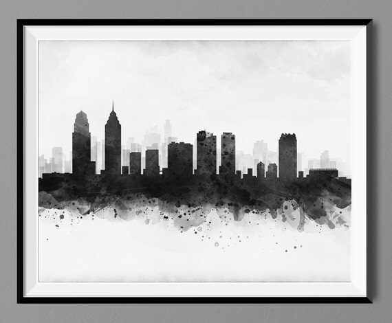 philadelphia skyline watercolor art print poster skyline philadelphia skyline watercolor art print poster skyline