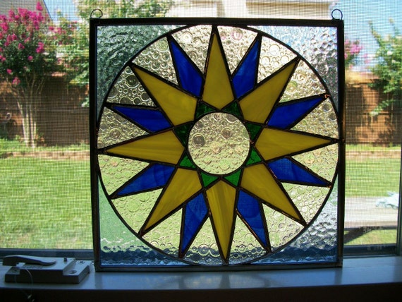 Stained Glass Quilt Square Mariner's Compass by judibraza on Etsy