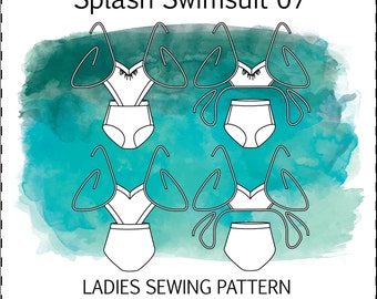 Splash Swimsuit PDF sewing pattern // bikini one-piece summer swimwear side cut out