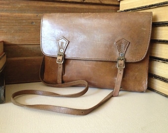 Mini Briefcase Saddlebag Leather Satchel Chestnut Brown Leather Crossbody Messenger Handbag