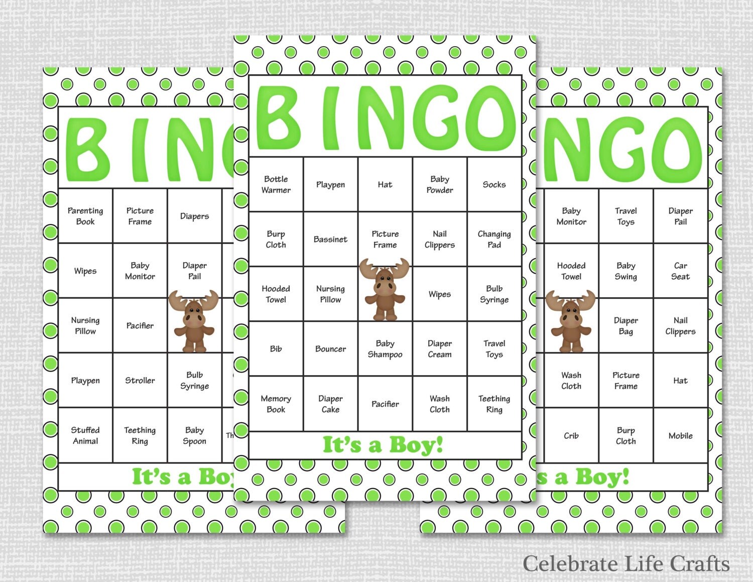 60 Woodland Baby Shower Bingo Cards Printable Boy Baby